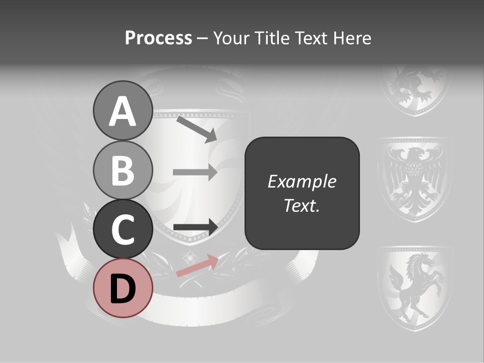 A Black And White Shield With Wings On A Black Background PowerPoint Template