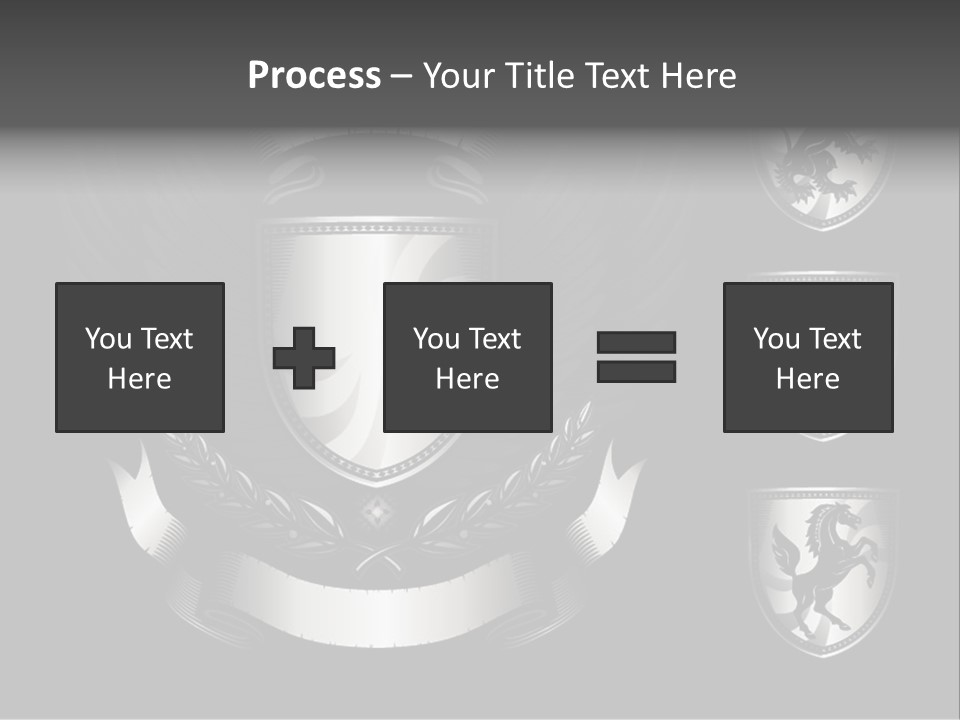 A Black And White Shield With Wings On A Black Background PowerPoint Template