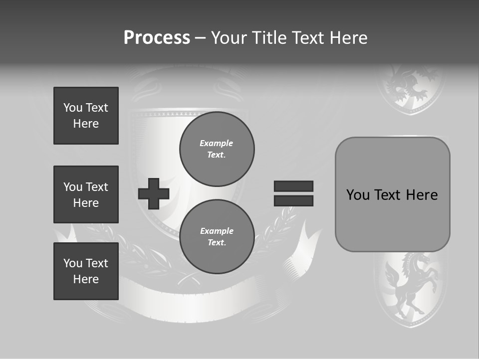 A Black And White Shield With Wings On A Black Background PowerPoint Template