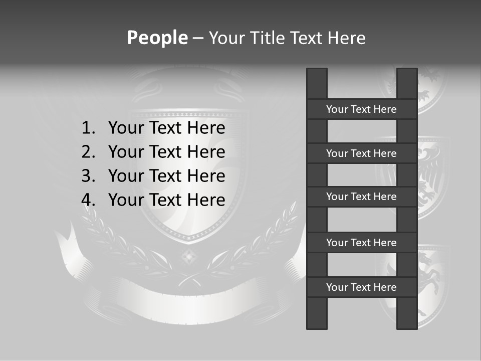 A Black And White Shield With Wings On A Black Background PowerPoint Template