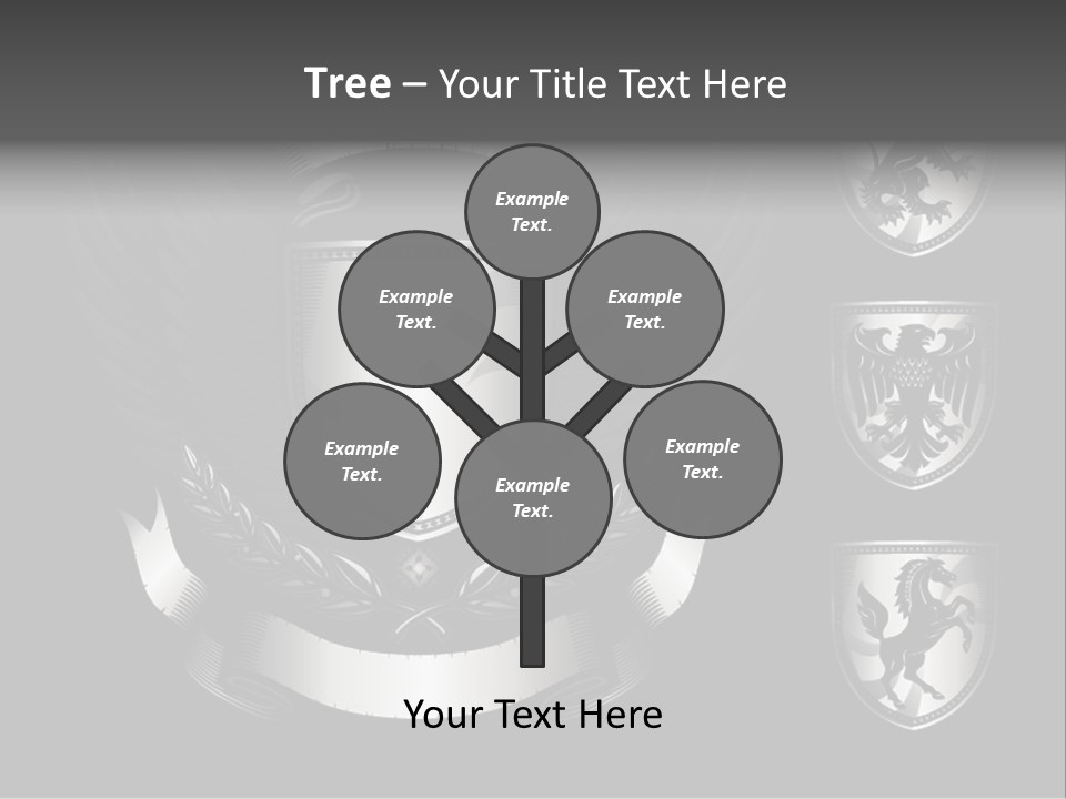 A Black And White Shield With Wings On A Black Background PowerPoint Template