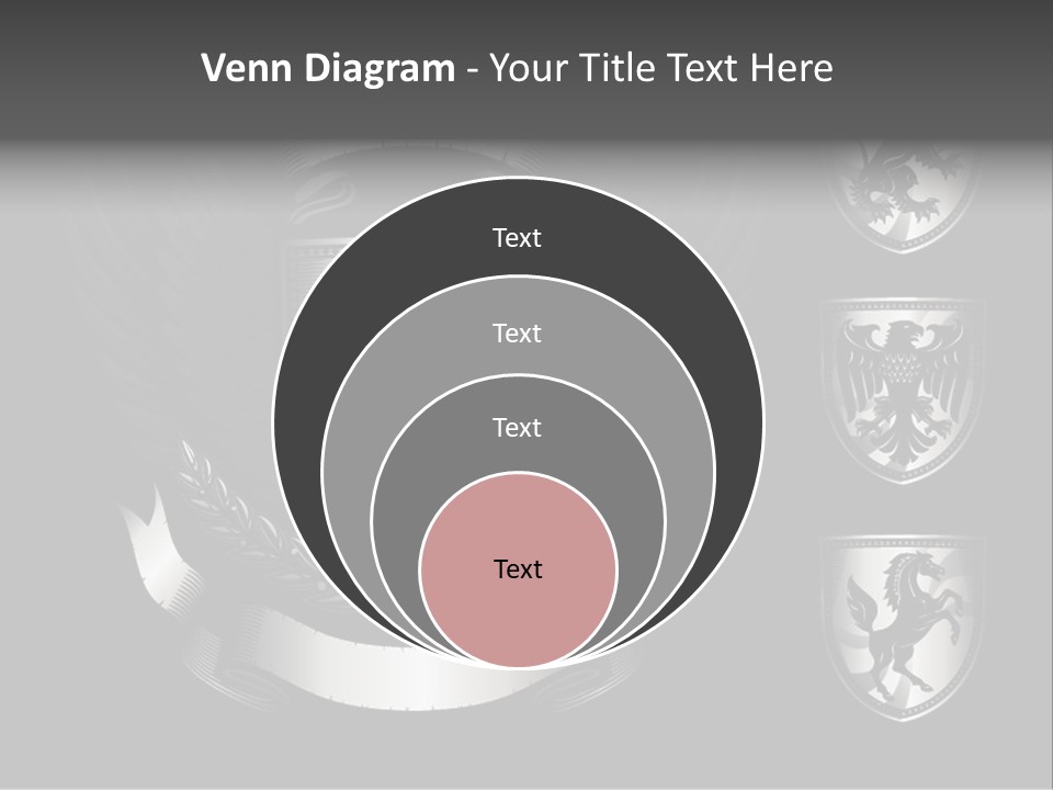 A Black And White Shield With Wings On A Black Background PowerPoint Template