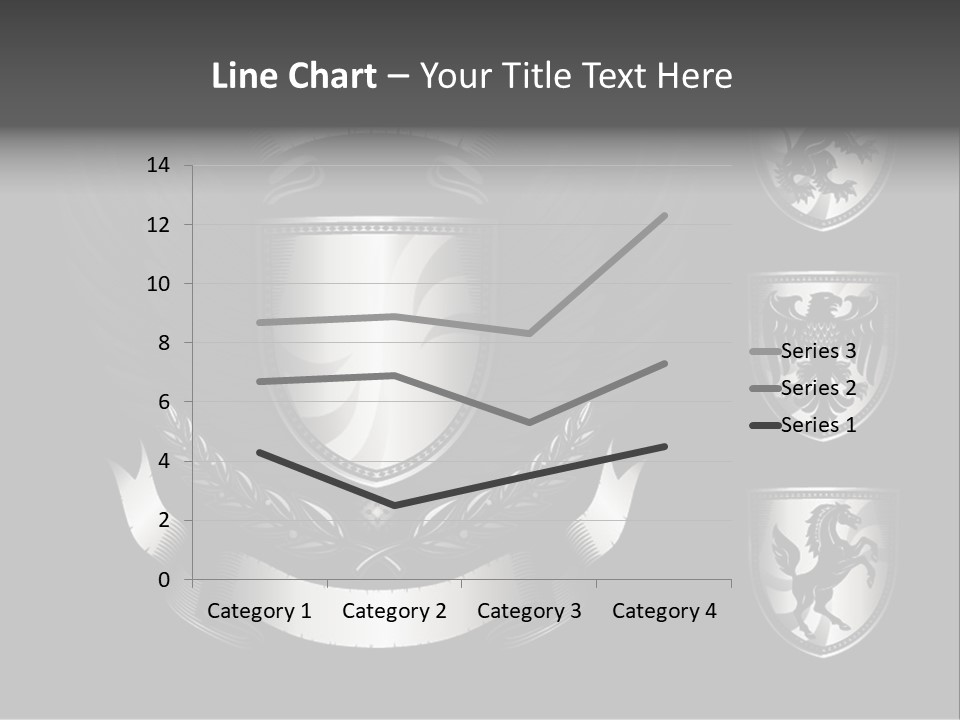 A Black And White Shield With Wings On A Black Background PowerPoint Template