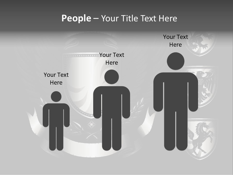 A Black And White Shield With Wings On A Black Background PowerPoint Template