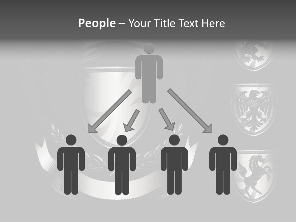 A Black And White Shield With Wings On A Black Background PowerPoint Template