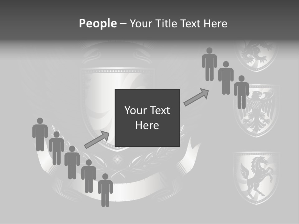 A Black And White Shield With Wings On A Black Background PowerPoint Template