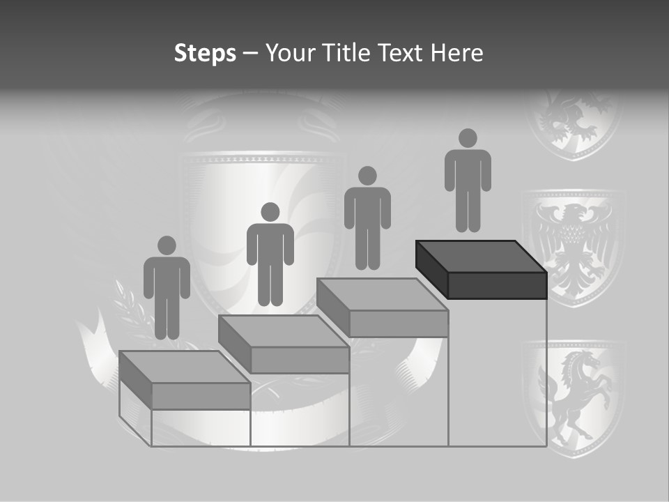 A Black And White Shield With Wings On A Black Background PowerPoint Template