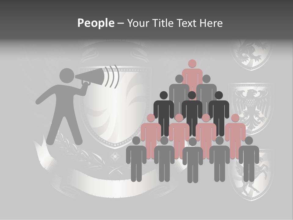 A Black And White Shield With Wings On A Black Background PowerPoint Template