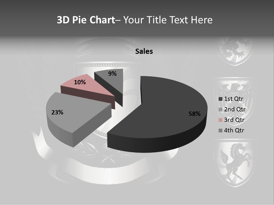 A Black And White Shield With Wings On A Black Background PowerPoint Template
