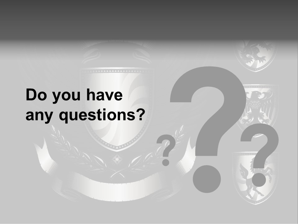 A Black And White Shield With Wings On A Black Background PowerPoint Template