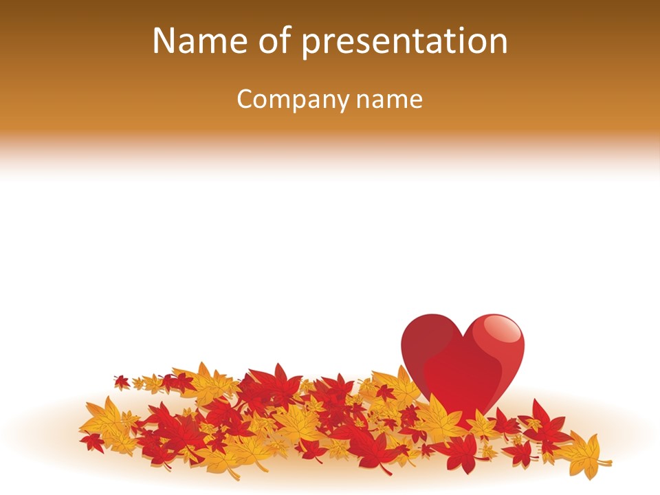 A Heart Surrounded By Leaves On A White Background PowerPoint Template