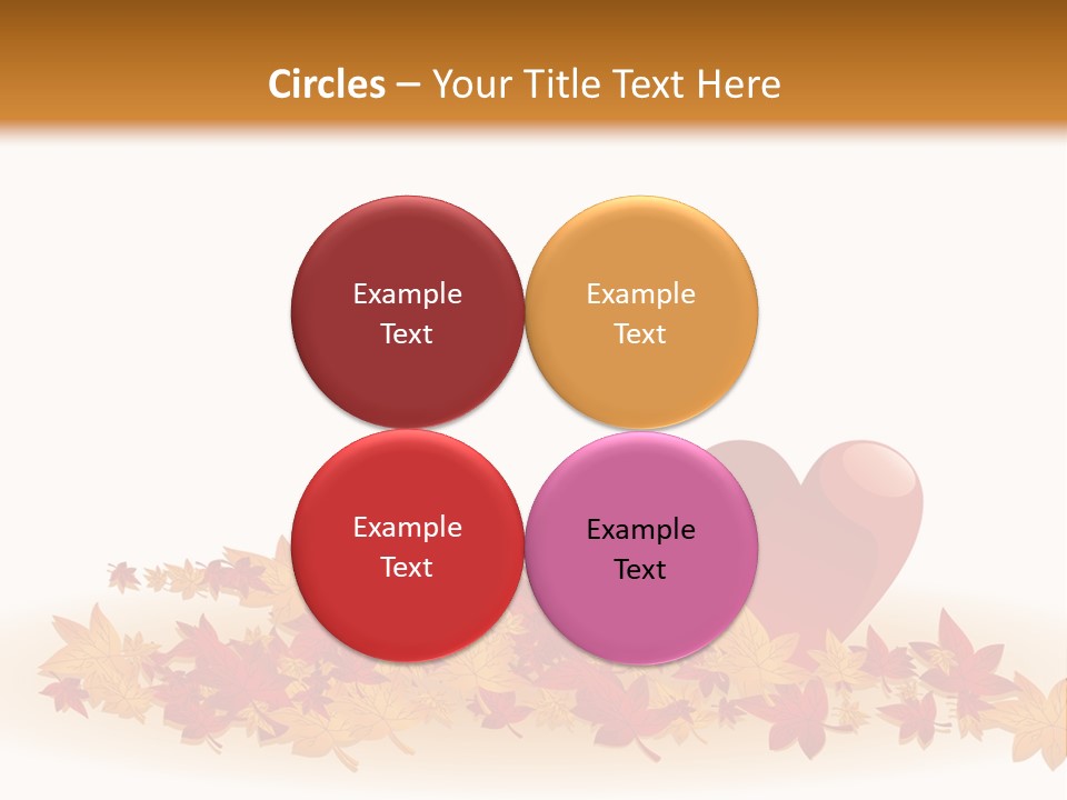 A Heart Surrounded By Leaves On A White Background PowerPoint Template