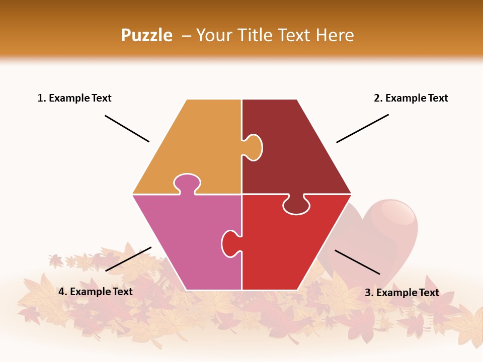 A Heart Surrounded By Leaves On A White Background PowerPoint Template