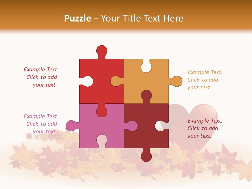 A Heart Surrounded By Leaves On A White Background PowerPoint Template