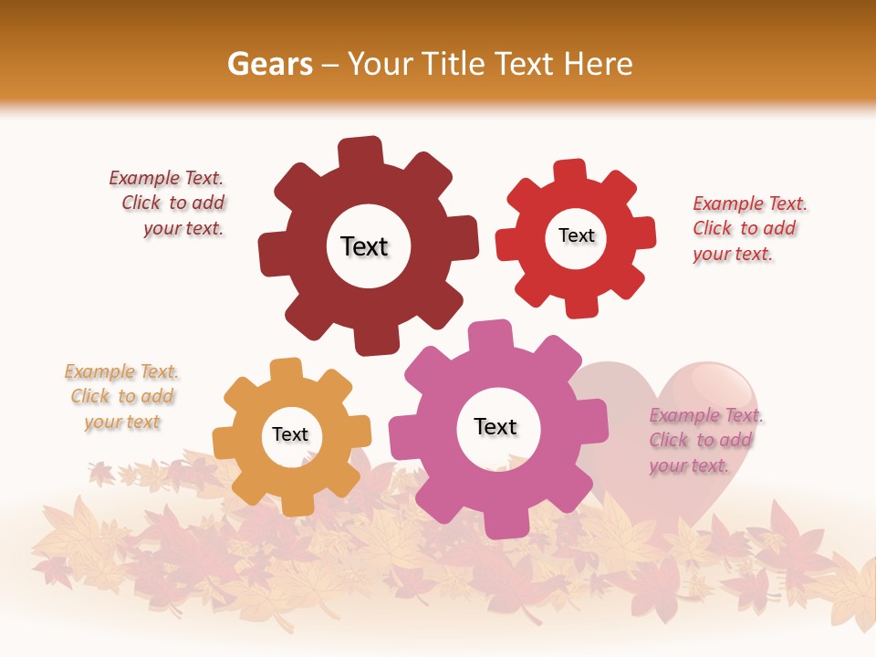 A Heart Surrounded By Leaves On A White Background PowerPoint Template
