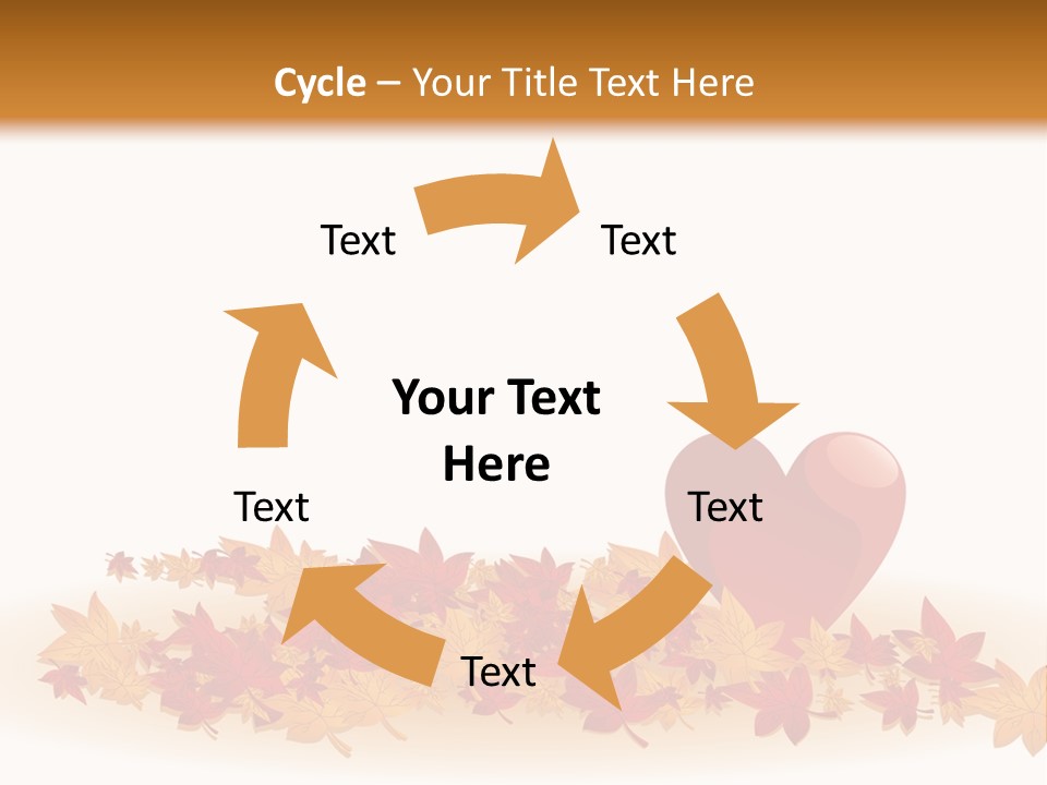 A Heart Surrounded By Leaves On A White Background PowerPoint Template