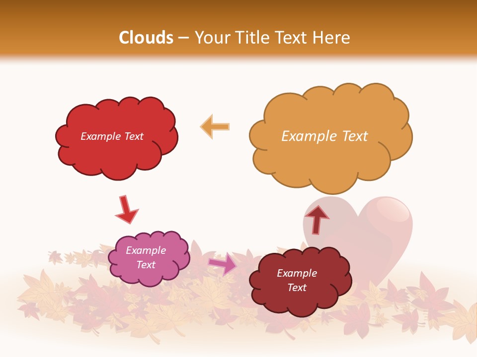 A Heart Surrounded By Leaves On A White Background PowerPoint Template