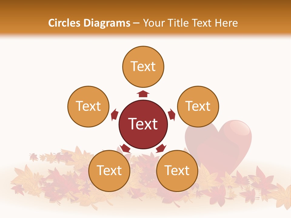 A Heart Surrounded By Leaves On A White Background PowerPoint Template