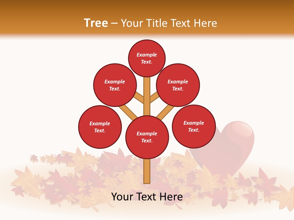 A Heart Surrounded By Leaves On A White Background PowerPoint Template