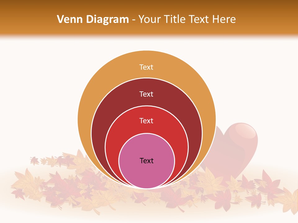 A Heart Surrounded By Leaves On A White Background PowerPoint Template