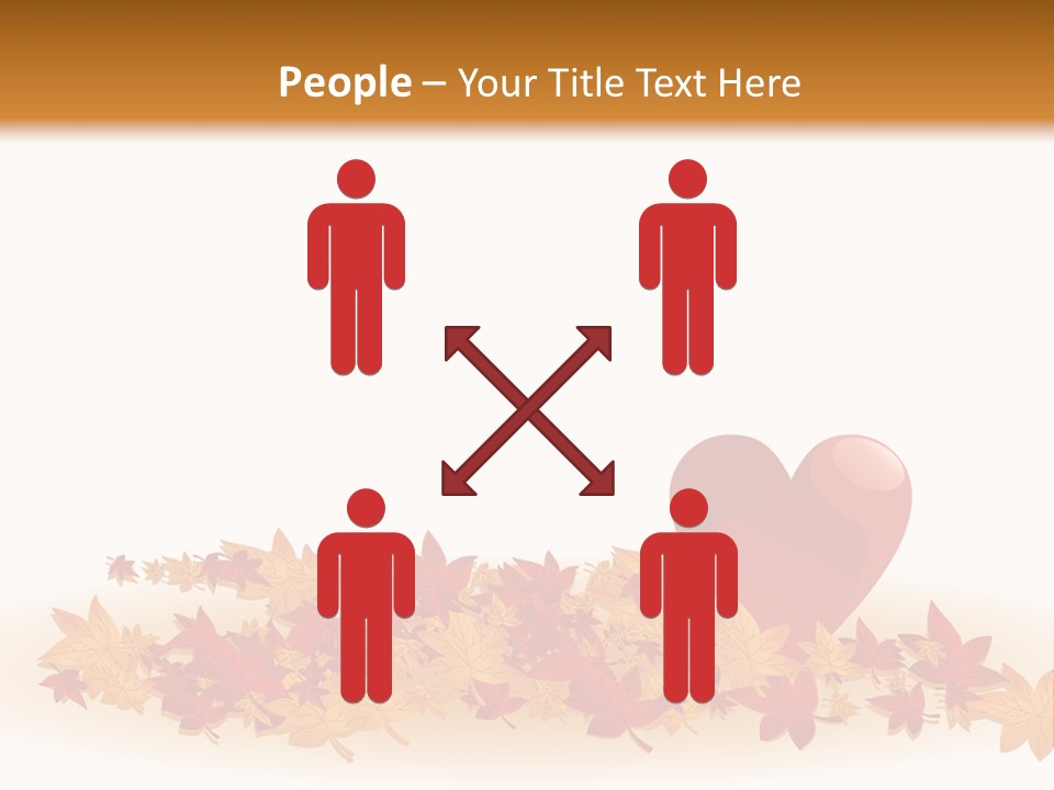 A Heart Surrounded By Leaves On A White Background PowerPoint Template