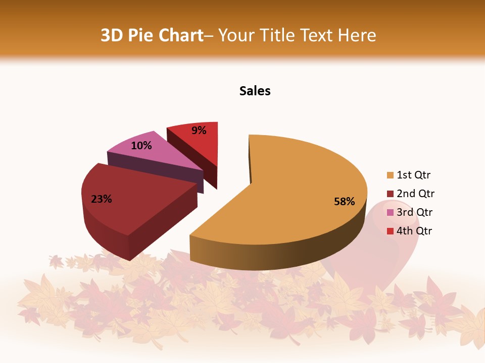 A Heart Surrounded By Leaves On A White Background PowerPoint Template