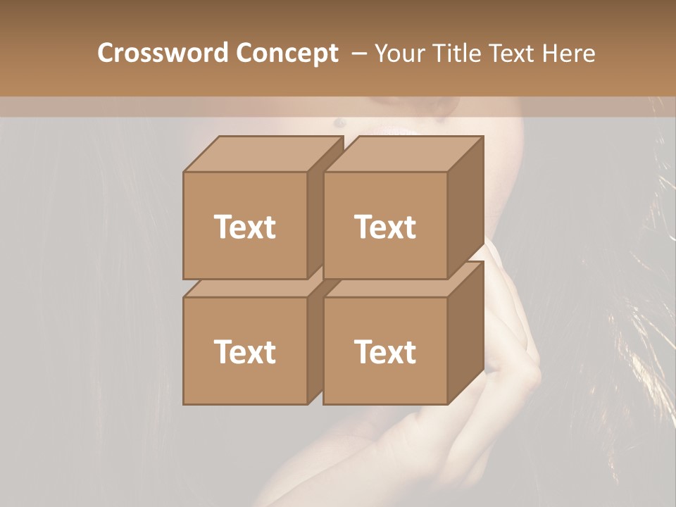 A Beautiful Woman With Long Brown Hair Posing For The Camera PowerPoint Template