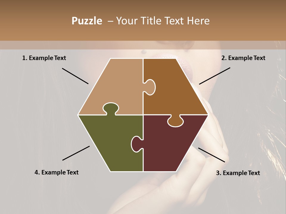 A Beautiful Woman With Long Brown Hair Posing For The Camera PowerPoint Template