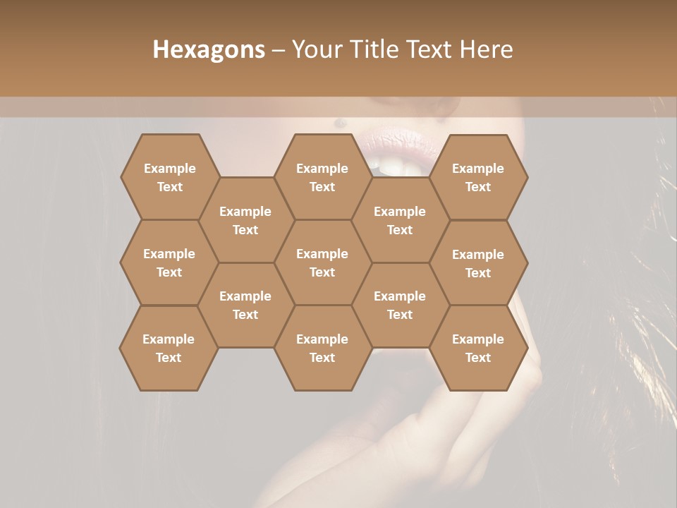 A Beautiful Woman With Long Brown Hair Posing For The Camera PowerPoint Template