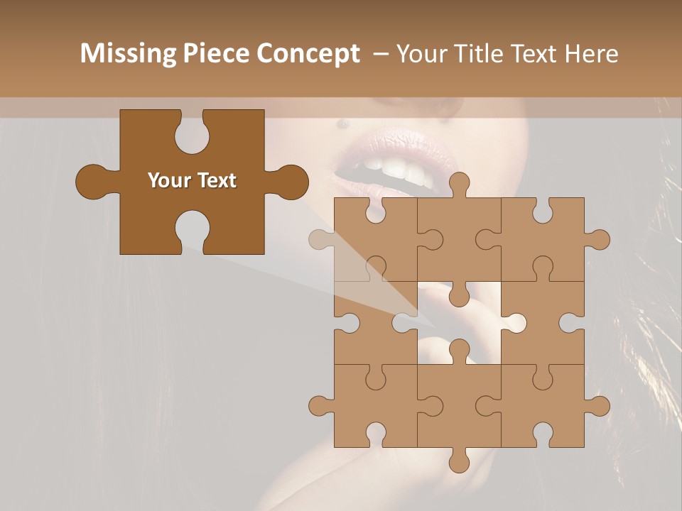 A Beautiful Woman With Long Brown Hair Posing For The Camera PowerPoint Template