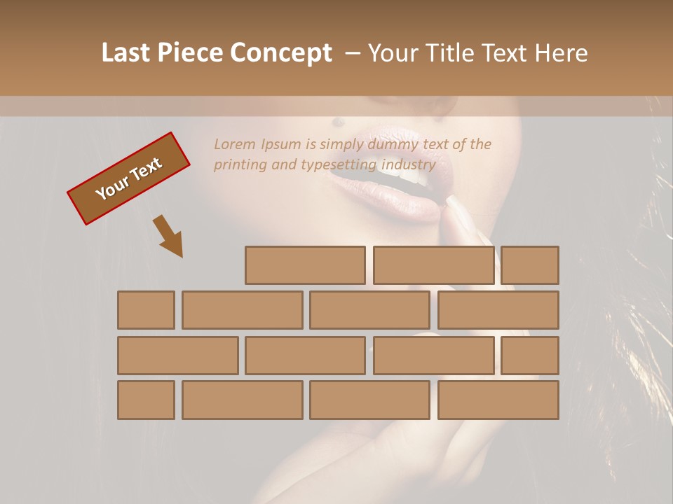 A Beautiful Woman With Long Brown Hair Posing For The Camera PowerPoint Template