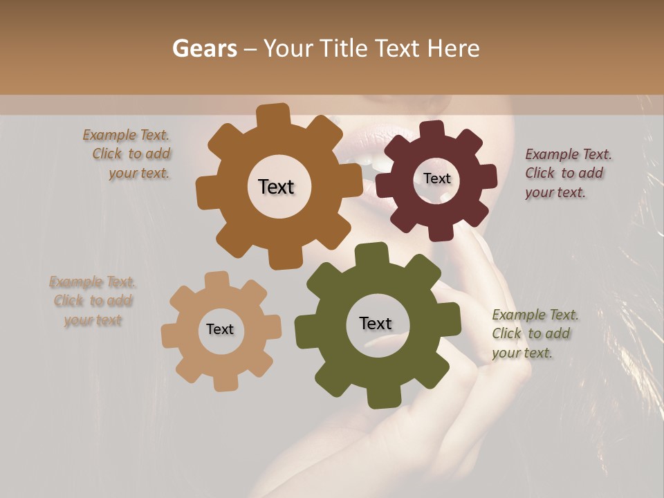 A Beautiful Woman With Long Brown Hair Posing For The Camera PowerPoint Template