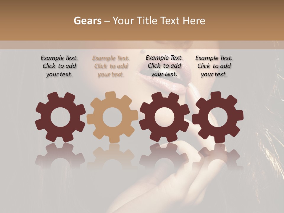 A Beautiful Woman With Long Brown Hair Posing For The Camera PowerPoint Template