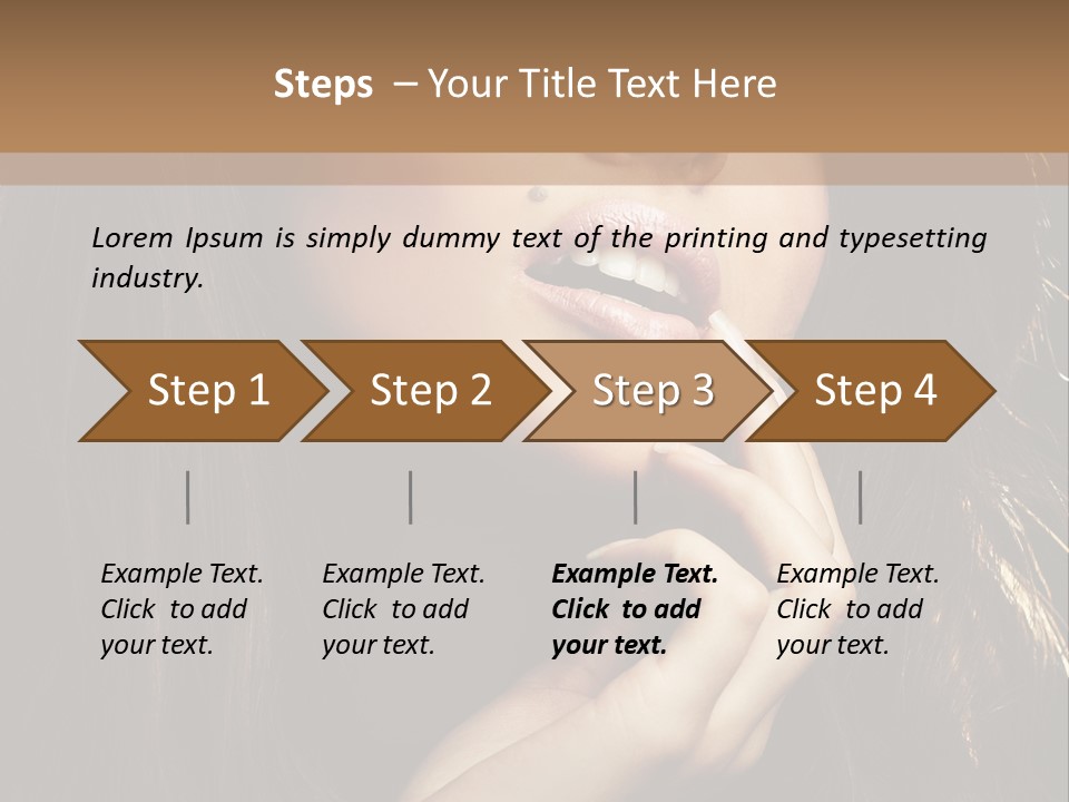 A Beautiful Woman With Long Brown Hair Posing For The Camera PowerPoint Template