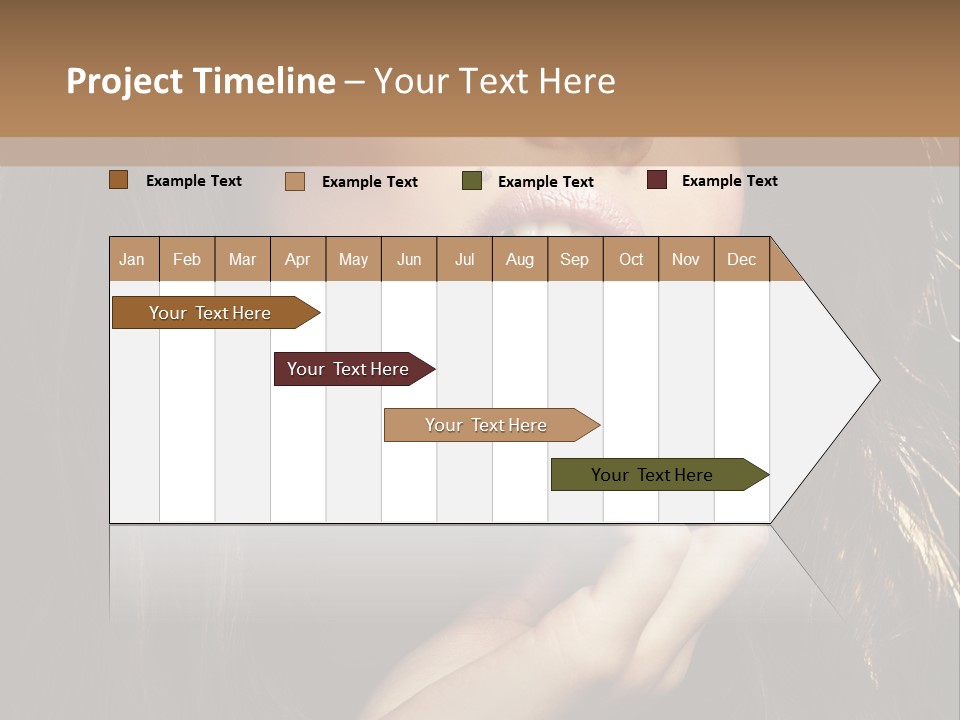 A Beautiful Woman With Long Brown Hair Posing For The Camera PowerPoint Template