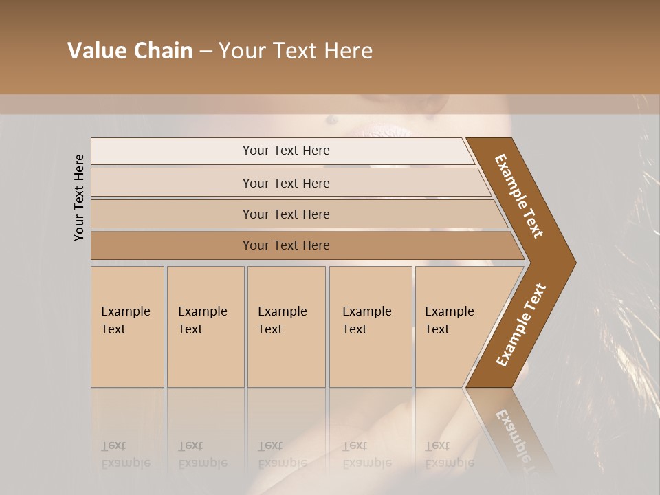 A Beautiful Woman With Long Brown Hair Posing For The Camera PowerPoint Template