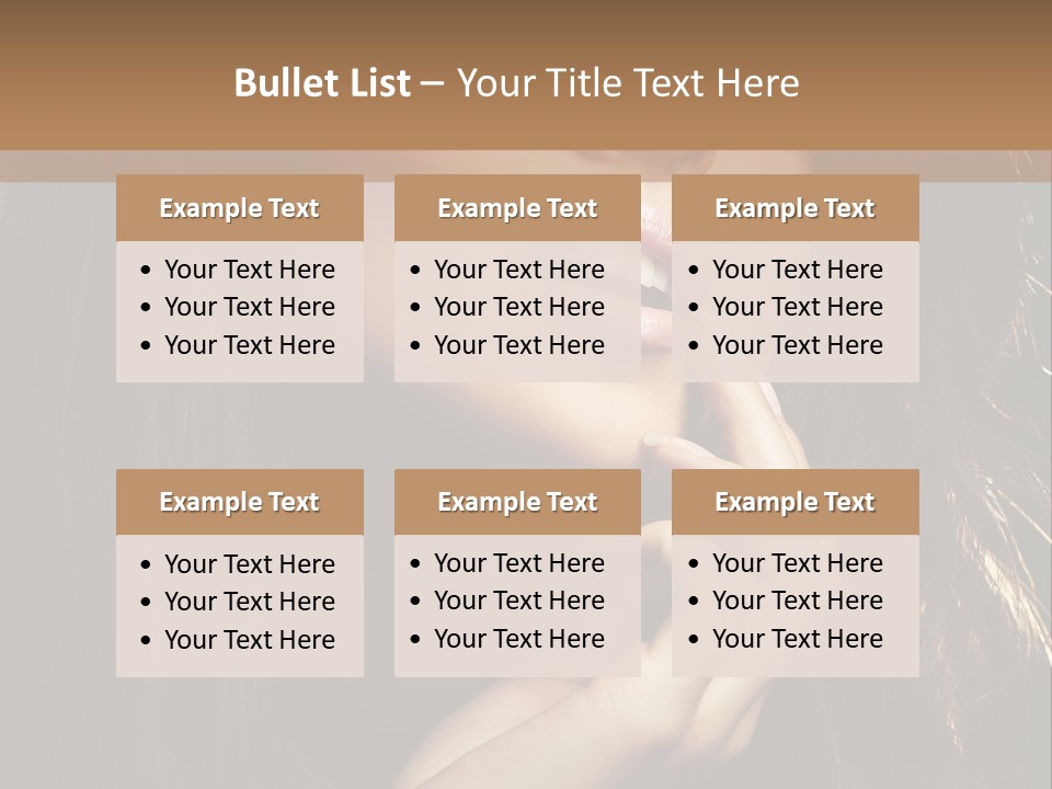 A Beautiful Woman With Long Brown Hair Posing For The Camera PowerPoint Template