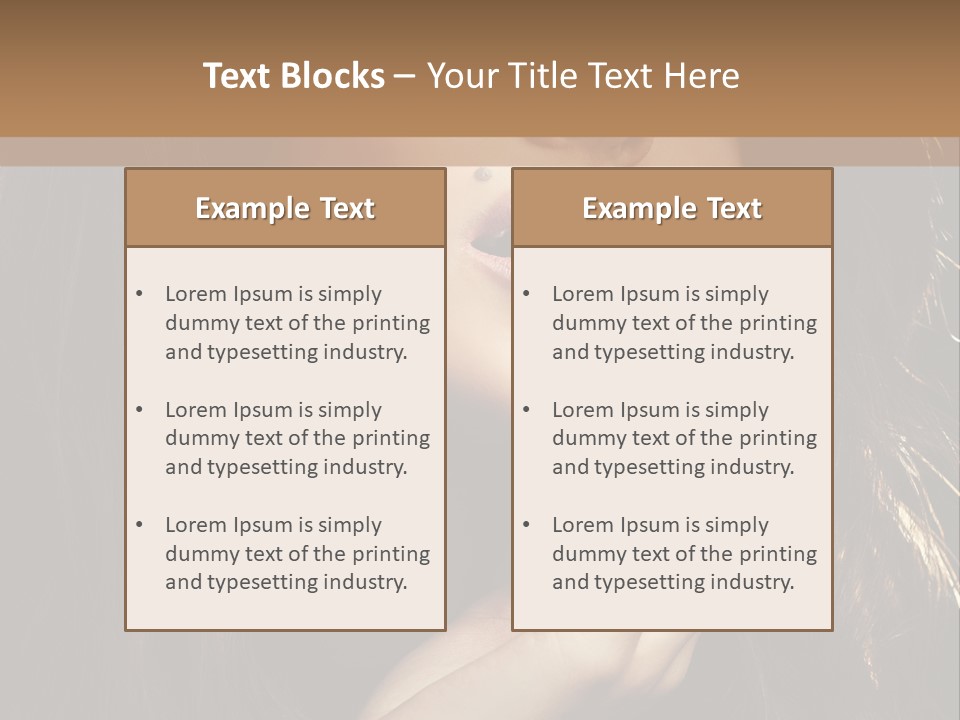 A Beautiful Woman With Long Brown Hair Posing For The Camera PowerPoint Template