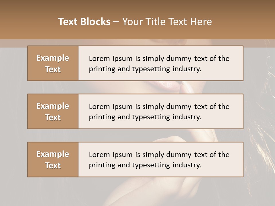 A Beautiful Woman With Long Brown Hair Posing For The Camera PowerPoint Template