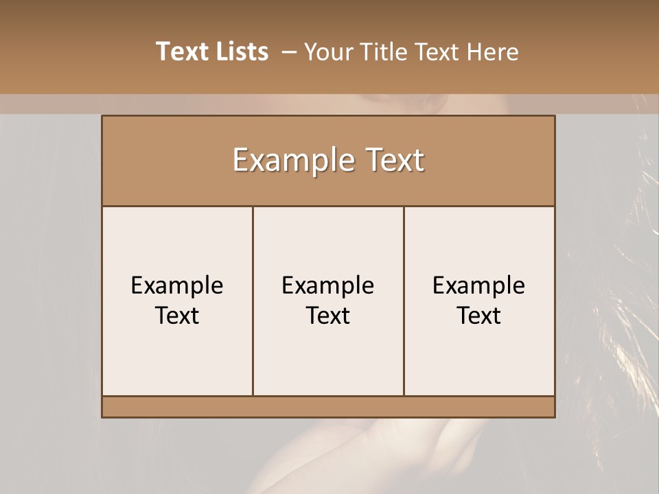 A Beautiful Woman With Long Brown Hair Posing For The Camera PowerPoint Template