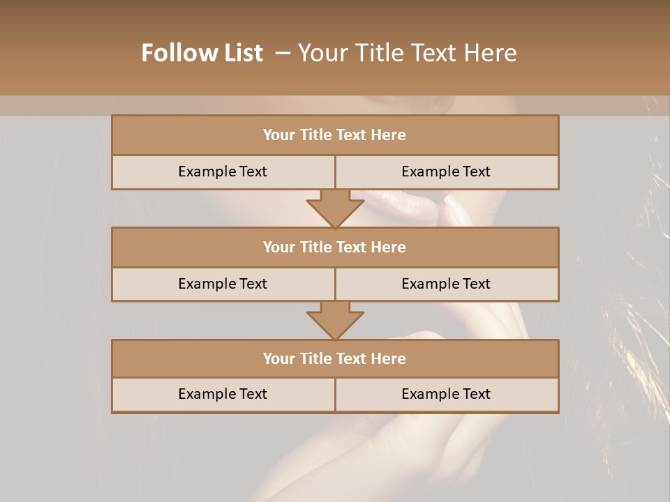 A Beautiful Woman With Long Brown Hair Posing For The Camera PowerPoint Template