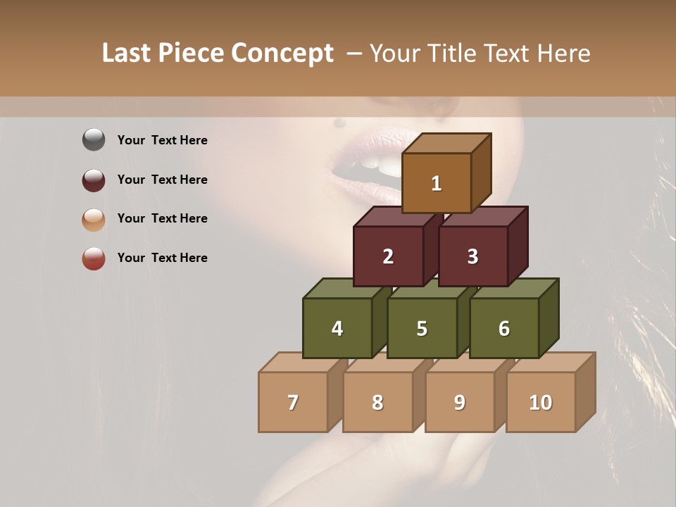 A Beautiful Woman With Long Brown Hair Posing For The Camera PowerPoint Template