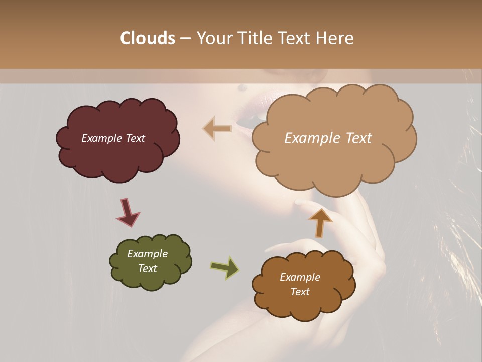 A Beautiful Woman With Long Brown Hair Posing For The Camera PowerPoint Template