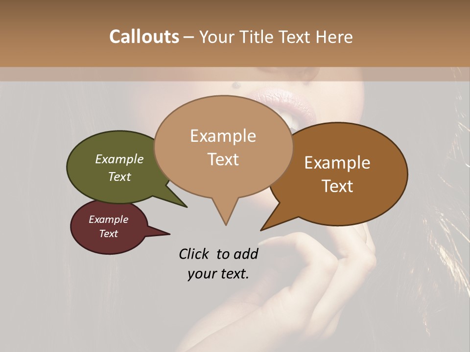 A Beautiful Woman With Long Brown Hair Posing For The Camera PowerPoint Template