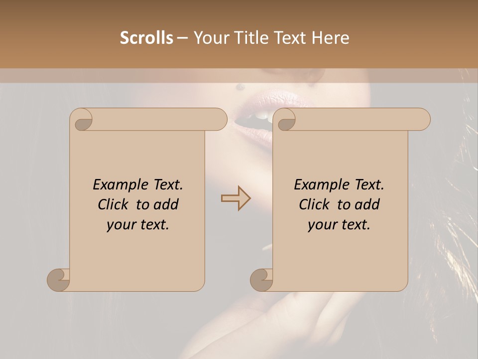 A Beautiful Woman With Long Brown Hair Posing For The Camera PowerPoint Template