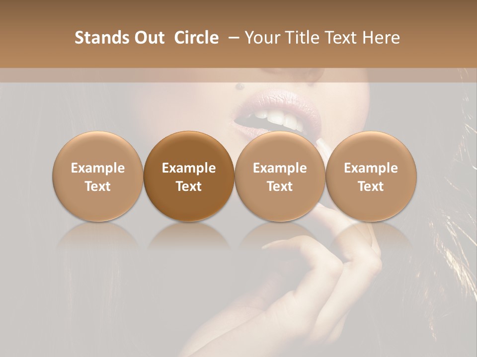 A Beautiful Woman With Long Brown Hair Posing For The Camera PowerPoint Template