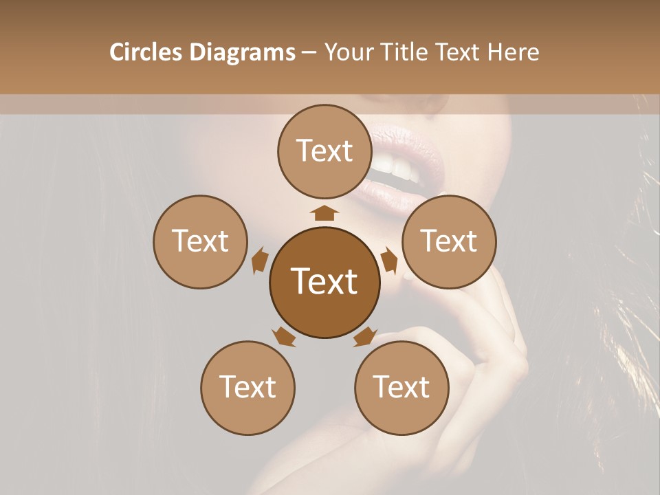 A Beautiful Woman With Long Brown Hair Posing For The Camera PowerPoint Template