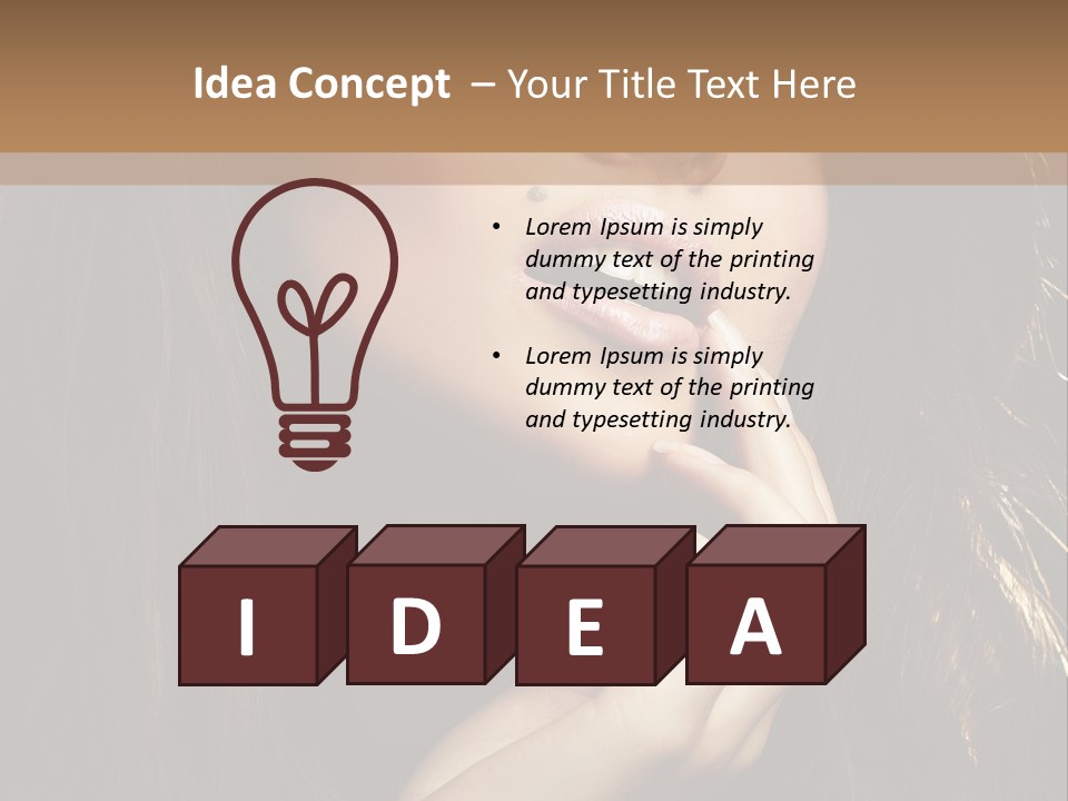 A Beautiful Woman With Long Brown Hair Posing For The Camera PowerPoint Template