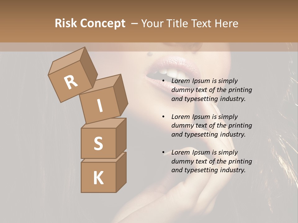 A Beautiful Woman With Long Brown Hair Posing For The Camera PowerPoint Template