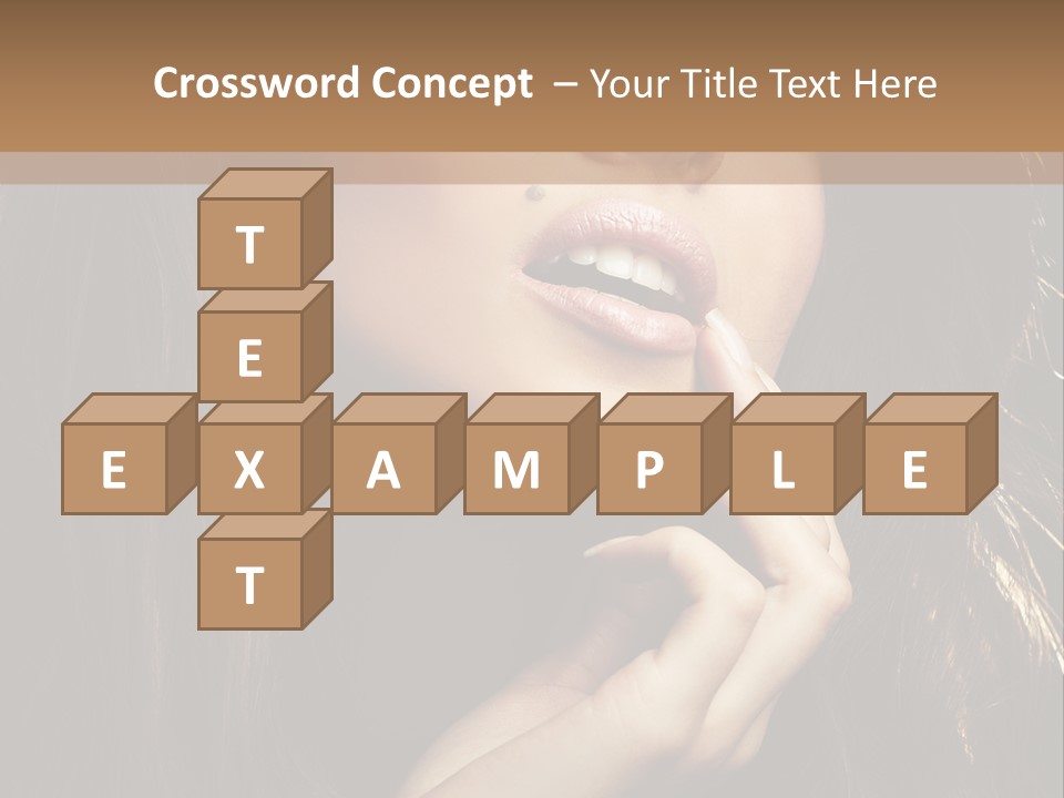 A Beautiful Woman With Long Brown Hair Posing For The Camera PowerPoint Template